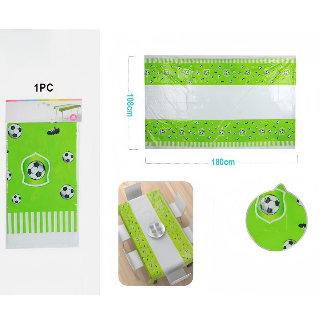 Tovaglia Plastica Monouso a Tema Calcio - 180x108cm, Decorazione per Feste ed Eventi Sportivi