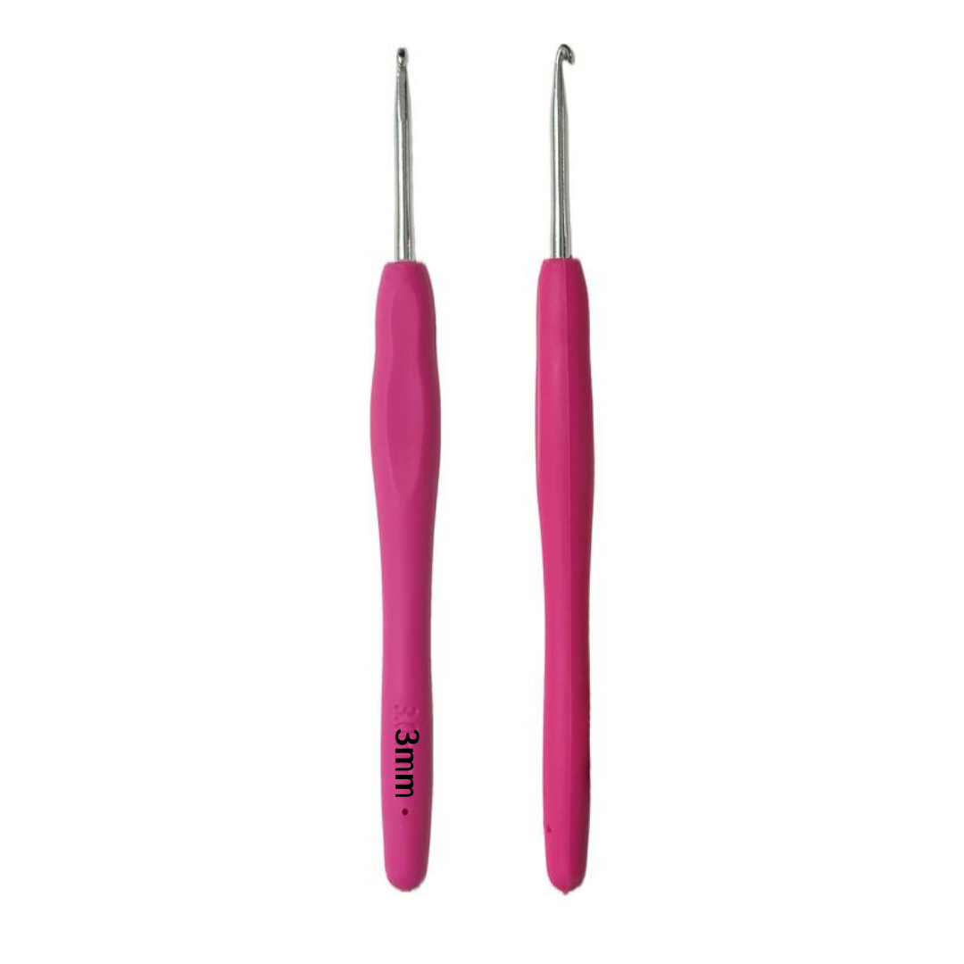 Uncinetto Ergonomico in Alluminio con impugnatura in gomma morbida, Misure (2/2.5/3/3.5/4/4.5/5/5.5/6 mm), Crochet Hook per Maglia e Filati
