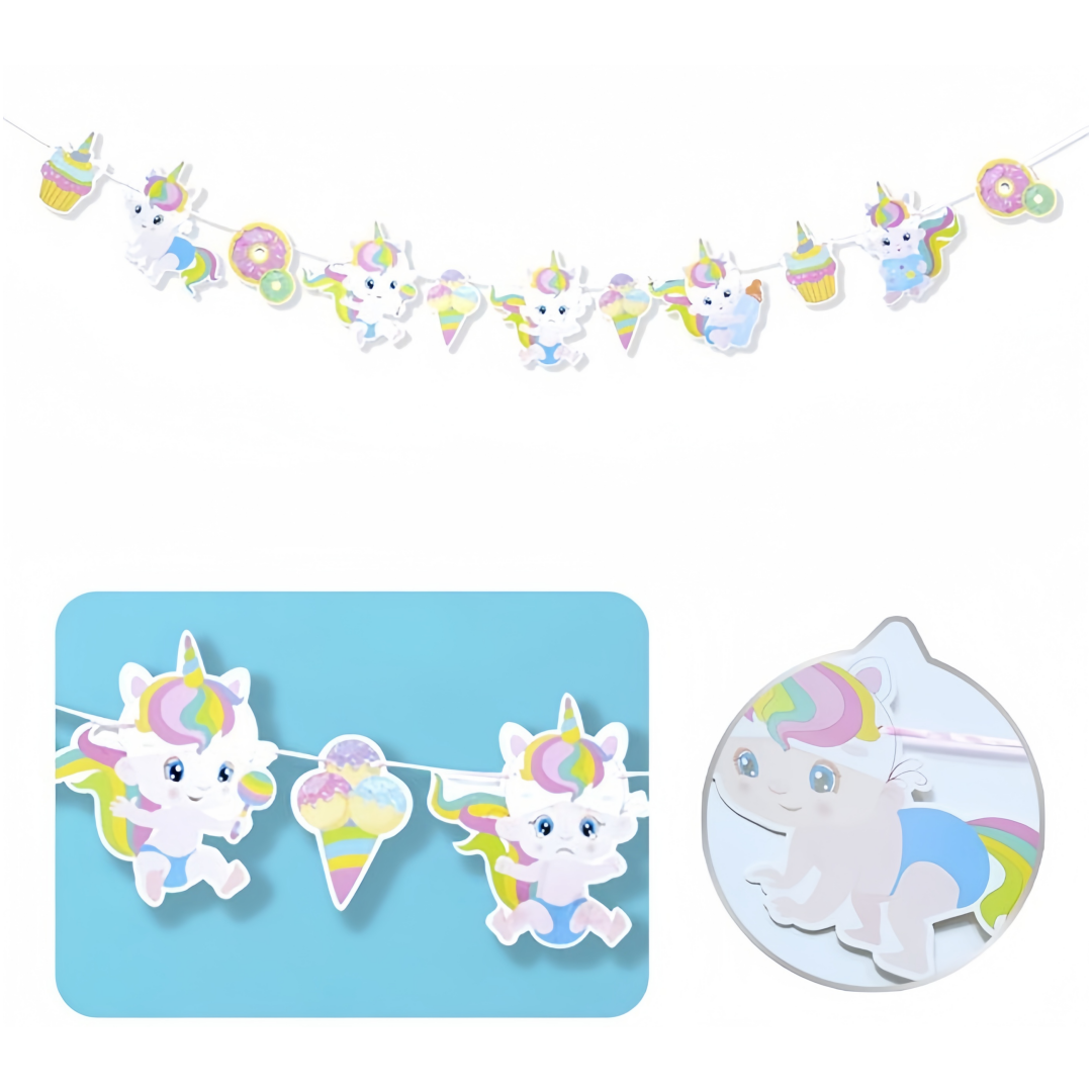 3 metri Ghirlanda Striscia Decorativo Unicorno Gelato Dolce