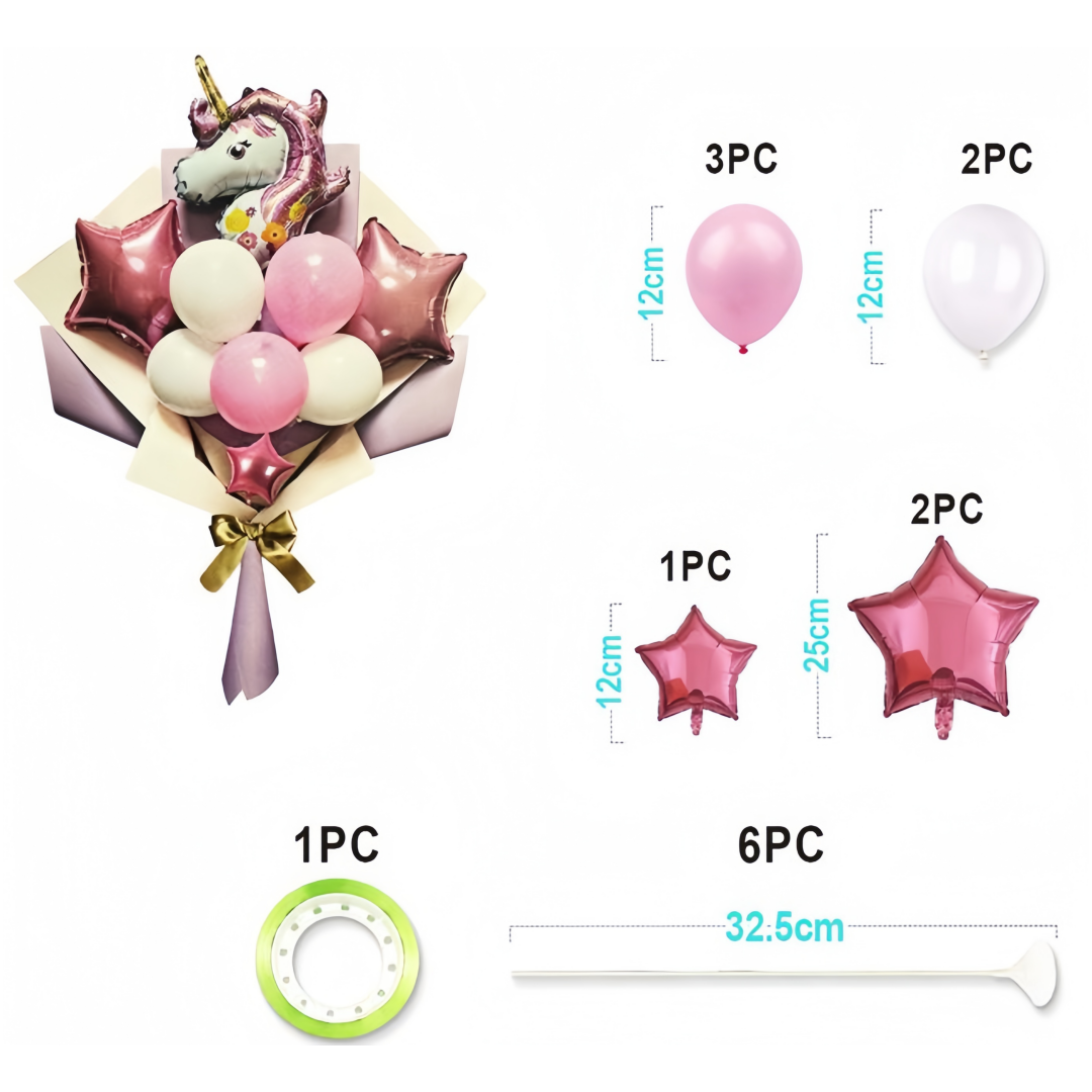 Set di palloncini BOUQUET DI UNICORNO CUORE decorazione compleanno