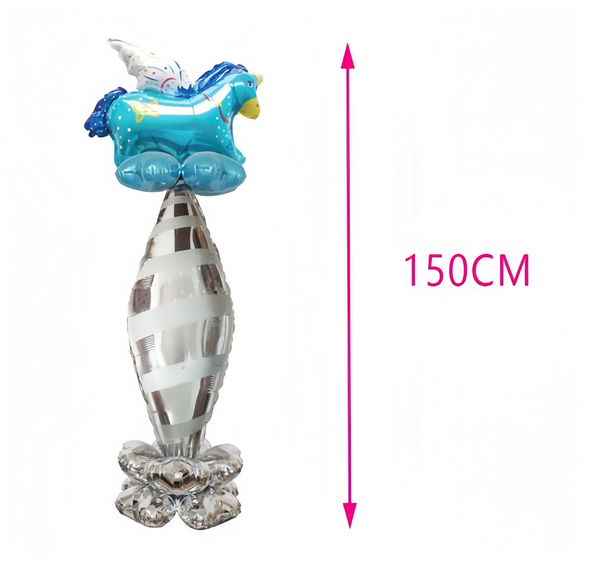 Set Palloncini MYLAR Unicorno Blu Altezza 150cm