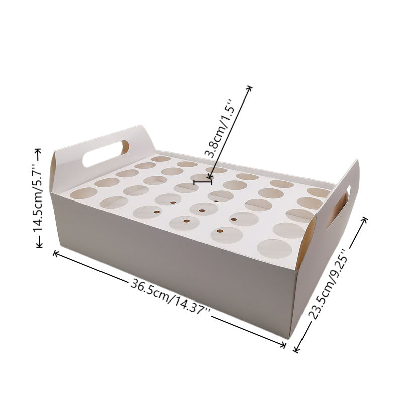 Vassoio Scatola Portaconi riso coriandoli in Cartoncino Bianco per Matrimonio Festone, 30 Fori, con Manici