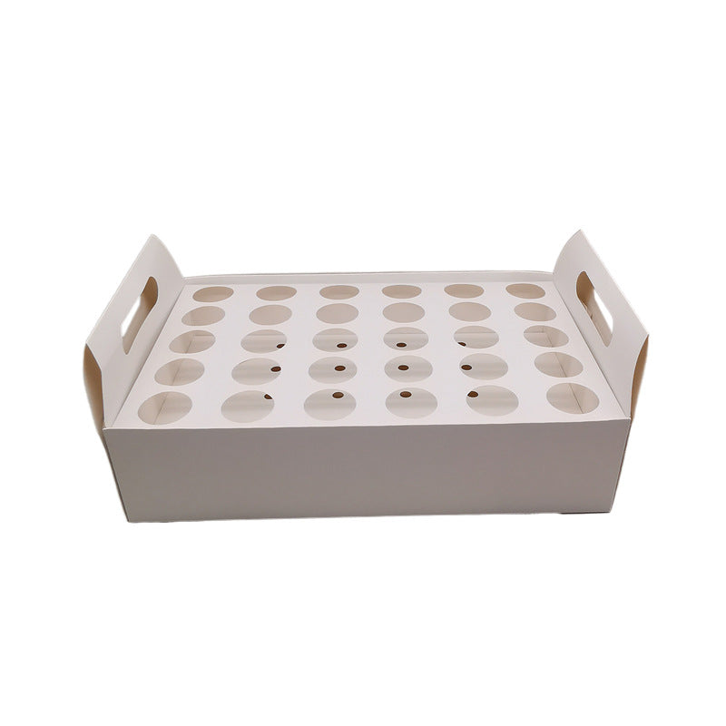 Vassoio Scatola Portaconi riso coriandoli in Cartoncino Bianco per Matrimonio Festone, 30 Fori, con Manici