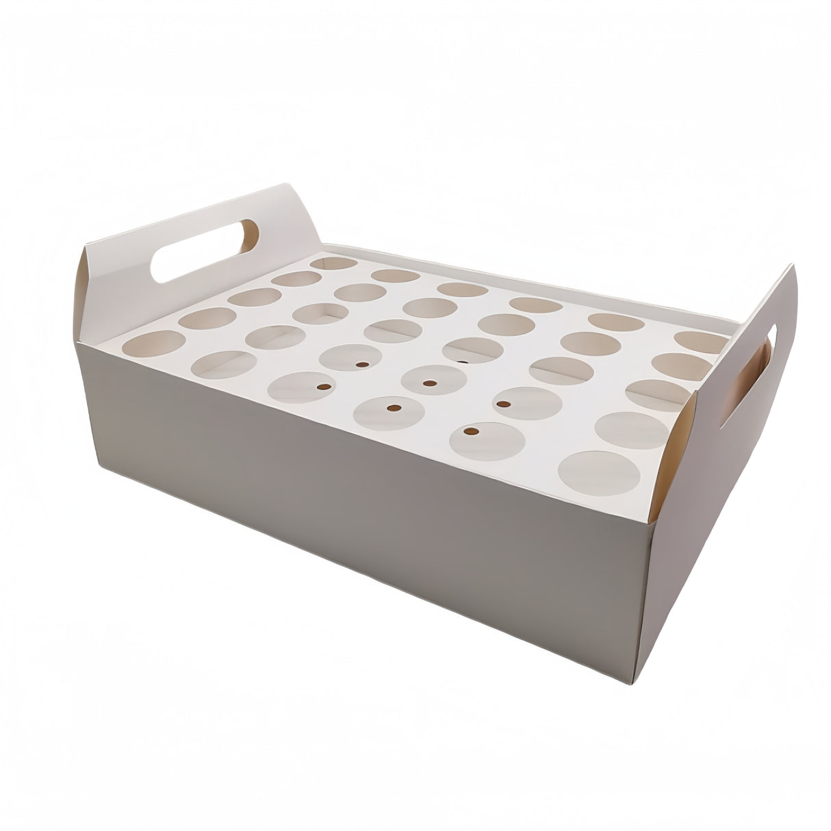 Vassoio Scatola Portaconi riso coriandoli in Cartoncino Bianco per Matrimonio Festone, 30 Fori, con Manici