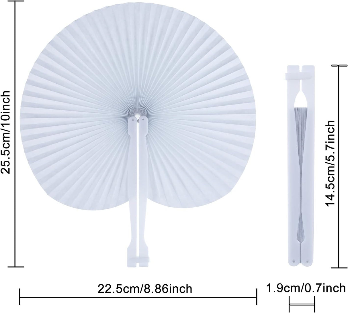 30pz Ventagli Bianchi Pieghevoli Plastica Carta Pai Pai