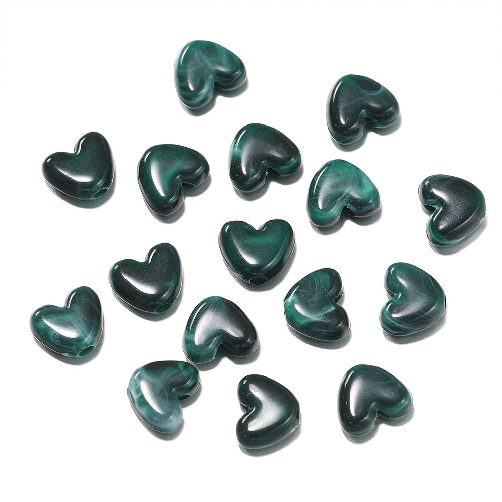50 PEZZI PERLE ACRILICHE FORMA PIETRA CUORE 6.5mm*8mm Fai da Te Braccialetti, Collane, Bigiotteria