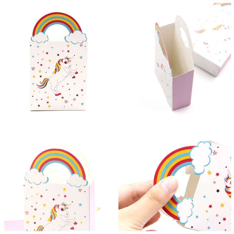 50 Scatole Unicorno Con Maniche Arcobaleno Porta Confetti