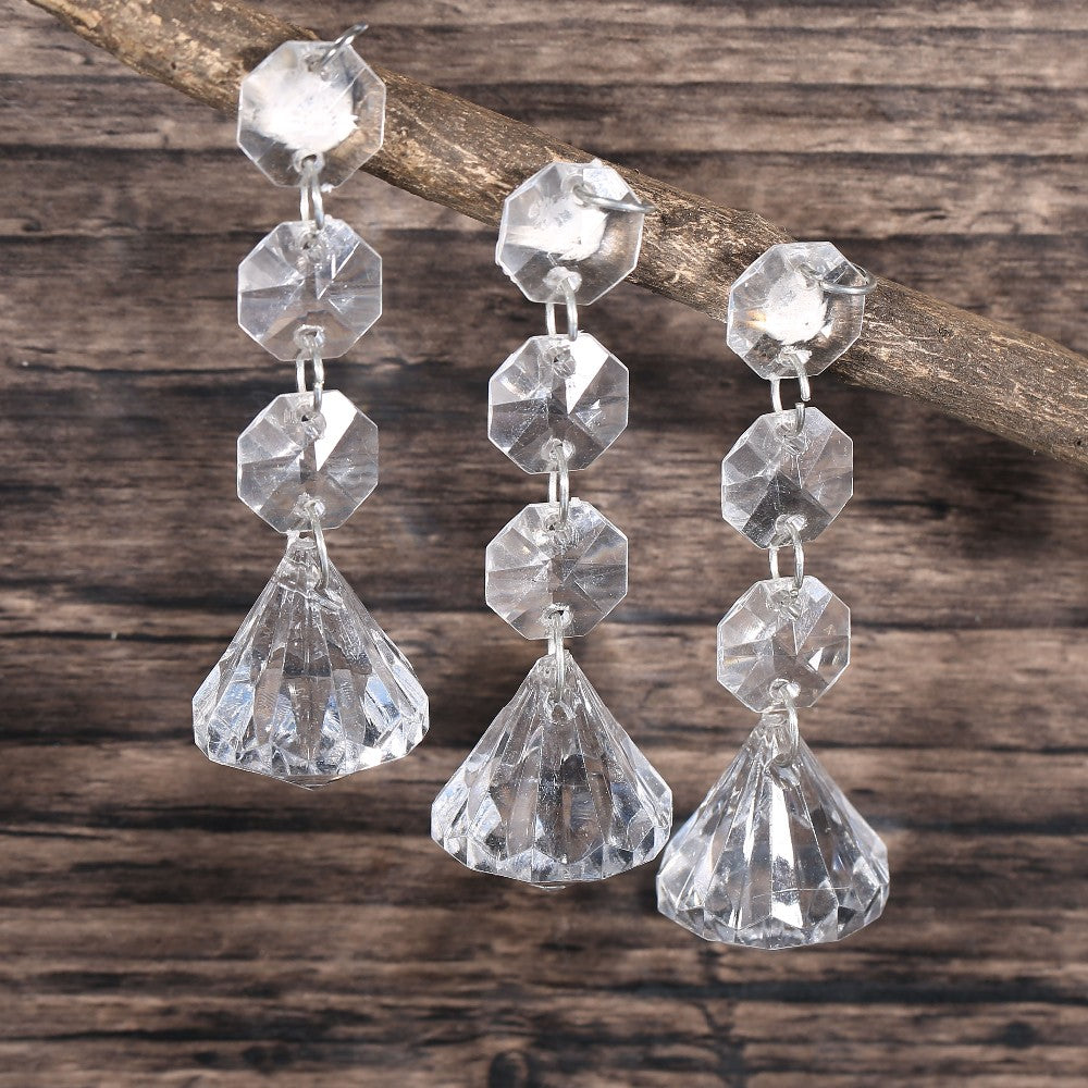 2 pz Acrilico Trasparente Perline di Cristallo a Forma di Diamante Appeso