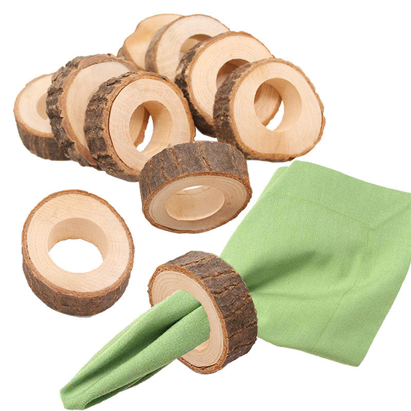 Portatovaglioli Anelli in legno naturale,2 pezzi