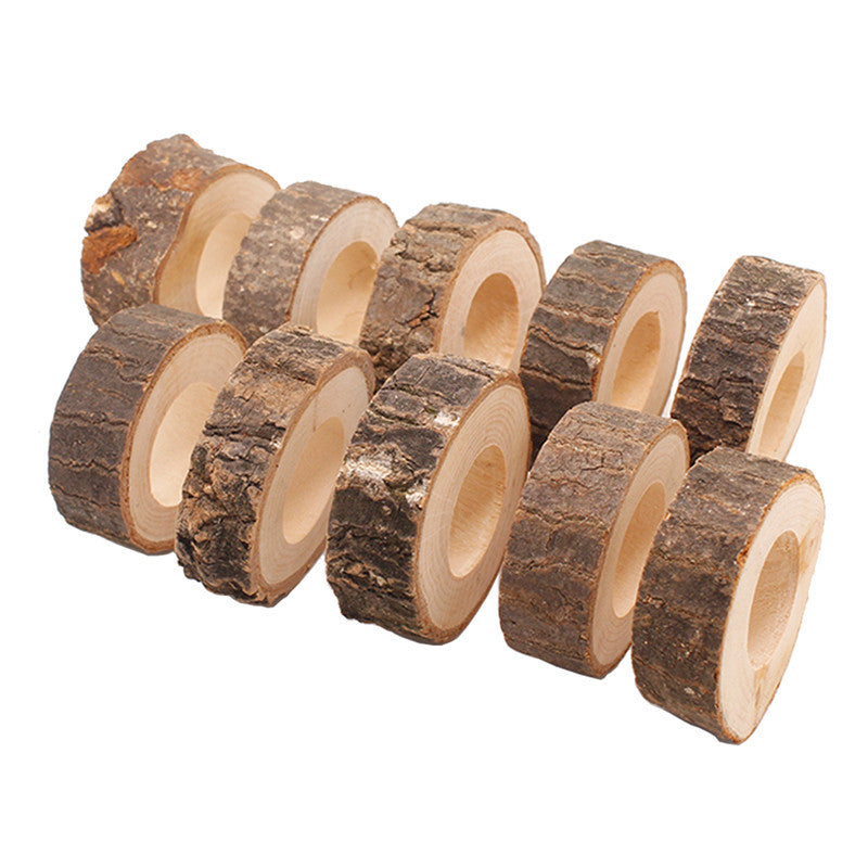 Portatovaglioli Anelli in legno naturale,2 pezzi
