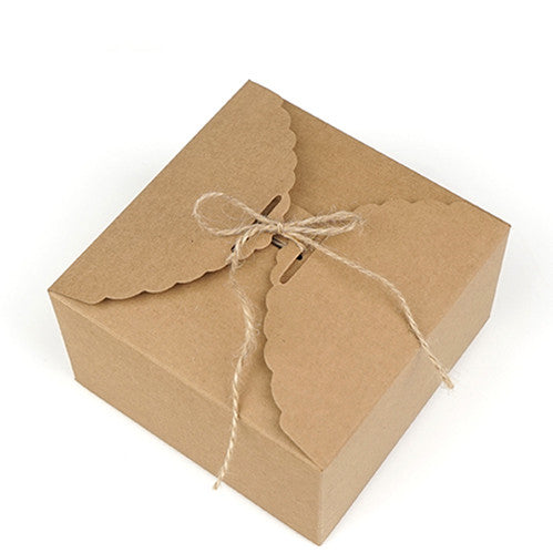 50pz Cubo Scatola Portaconfetti Carta Kraft Con Etichetta Forma Cuore, Corda di Canapa