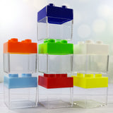 Set 12 scatoline stile mattoncino in PP trasparente con coperchio colorato, 5x5x5 cm, contenitori rigidi per confetti, caramelle e bomboniere, design modulare, colori assortiti