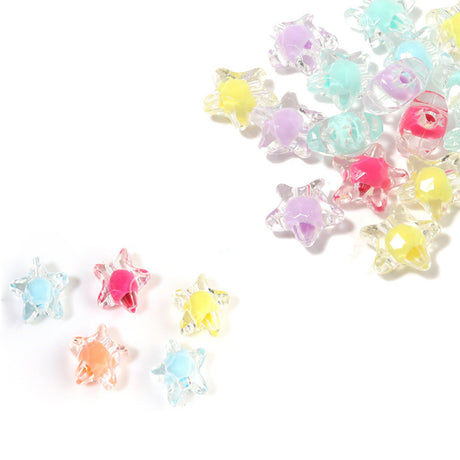 200 Perline Trasparenti con Colori Interni Assortiti stella 12mm