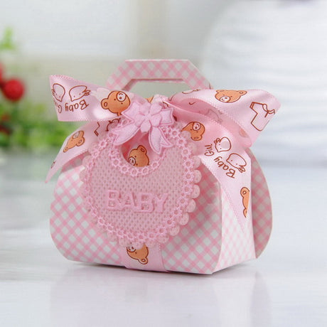 20 Pezzi Portaconfetti Orsetto Bavaglino Fiocco Cartoncino Compreso Accessori
