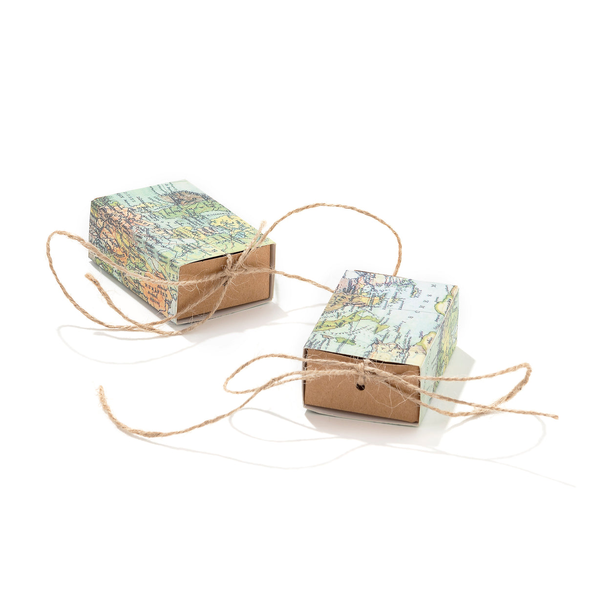 50pz Scatole cubo Portaconfetti Bomboniera tema viaggio mappa mondo