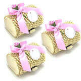 Scatola in Bamboo Legno Portaconfetti Compreso Fiore Fiocco Etichetta