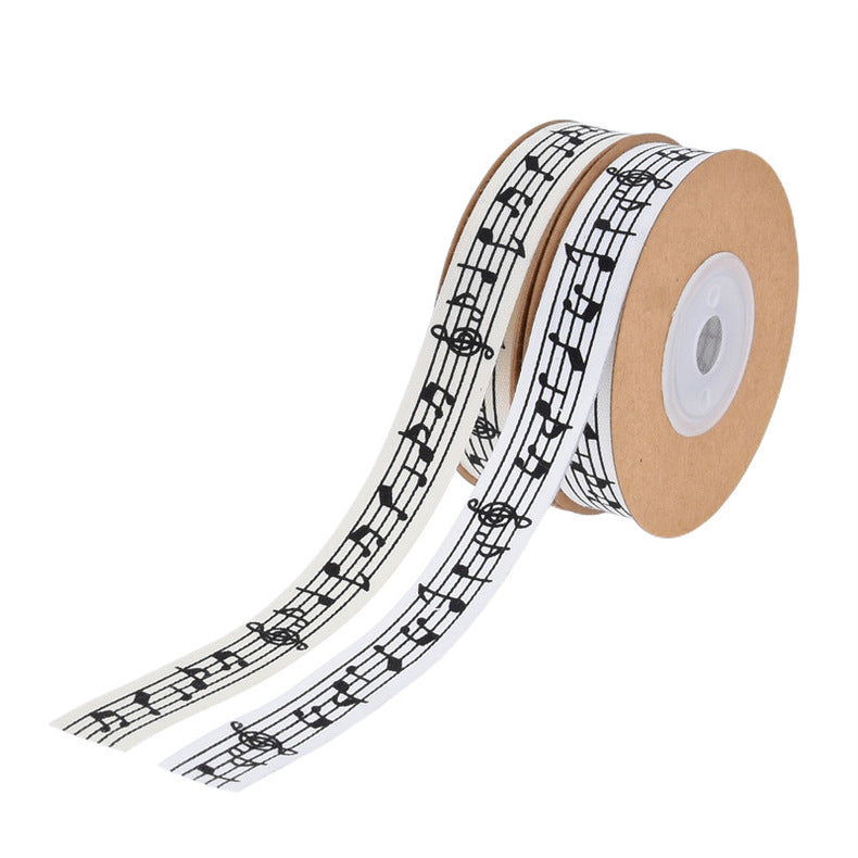 Nastro in cotone 10 metri con larghezza 15mm motivo a note musicali