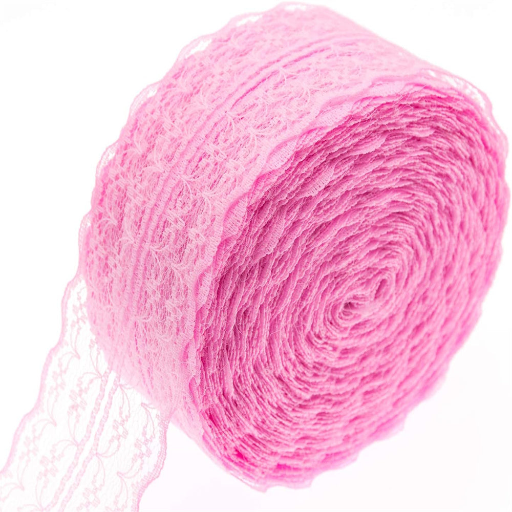 Nastro Rotolo largo 4cm,lunghezza 30 yard motivo floreale in pizzo colorato