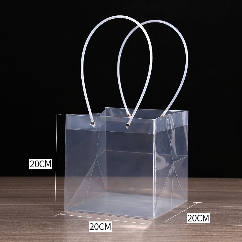 20 Pezzi Borse Regalo Quadrate Trasparenti in PVC Impermeabile con Manico Sacchetti Bomboniere Matrimonio e Feste Varie Misure