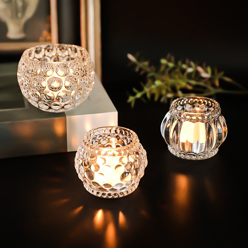 Portacandele Tealight vetro trasparente,da tavolo Zucchine