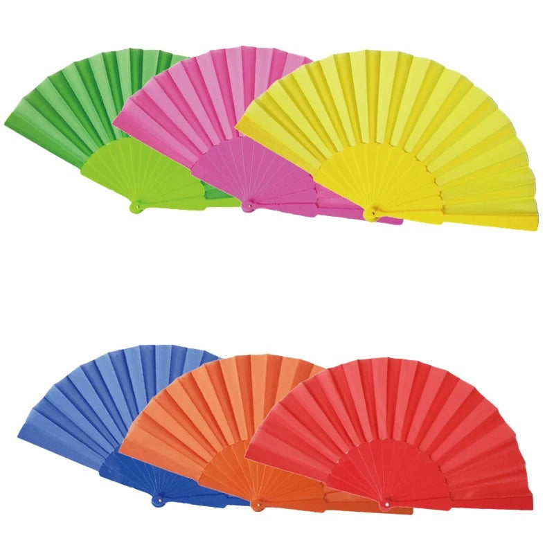 10pz Ventagli Vari Colori Tessuto e plastica