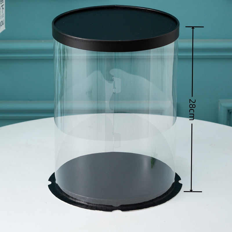 Scatola per Torta Trasparenti in Plastica con Coperchio Nero