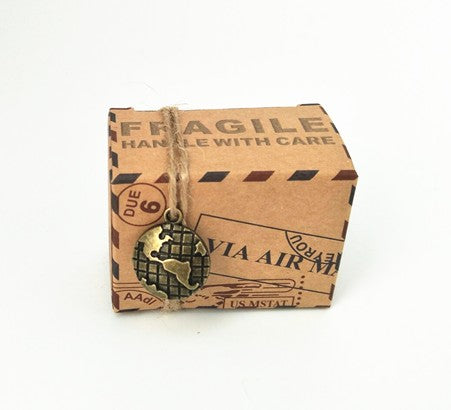 50pz Scatole Cubo Portaconfetti Tema Viaggio Mondo (globo)