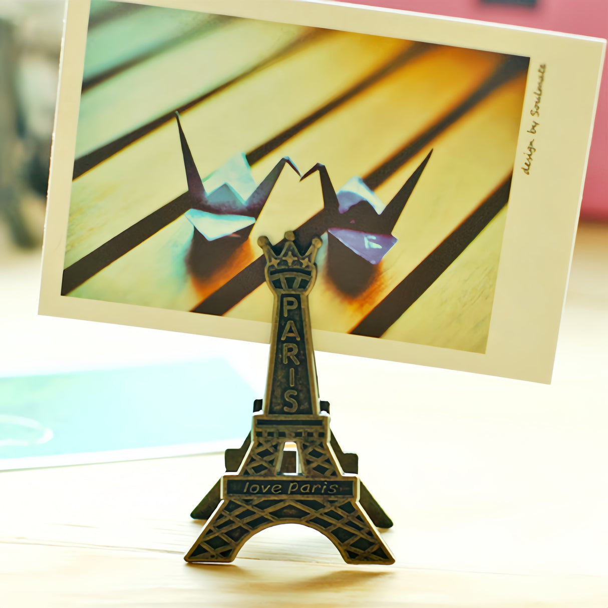 Segnaposto Segnatavolo Porta Foto Mollette Vintage forma Torre Eiffel Parigi