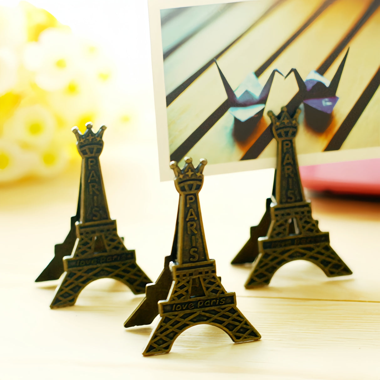 Segnaposto Segnatavolo Porta Foto Mollette Vintage forma Torre Eiffel Parigi