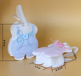 12x SACCHETTO PORTACONFETTI BAVAGLINO FIOCCO BOTONE BATTESIMO COMUNIONE BOMBONIERA Nonwoven