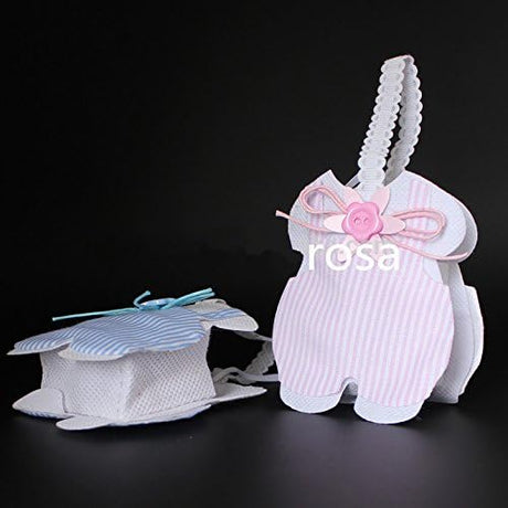 12x SACCHETTO PORTACONFETTI BAVAGLINO FIOCCO BOTONE BATTESIMO COMUNIONE BOMBONIERA Nonwoven