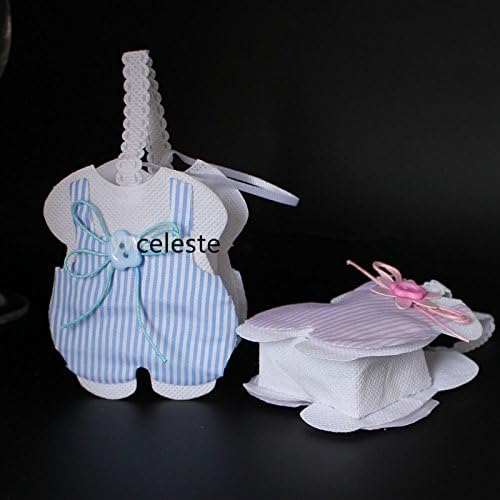 12x SACCHETTO PORTACONFETTI BAVAGLINO FIOCCO BOTONE BATTESIMO COMUNIONE BOMBONIERA Nonwoven