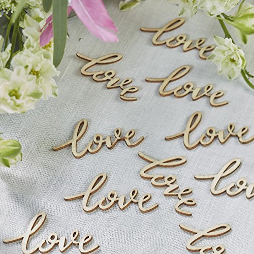 18pz Legnetti Decorativi Love Scritta Calligrafica Coriandoli
