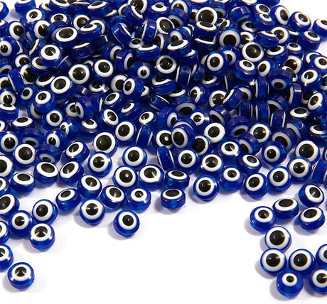 50 pezzi Perline Malocchio Blu Resina Piatte Fai da Te Accessori Ciondoli