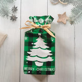 Sacchetti Regalo di Natale, 50 Pezzi Bustine 15×23 cm con Nastro di Raso, Motivo Scozzese Rosso/Verde, Sacchetti in Plastica per Dolci, Biscotti e Piccoli Regali