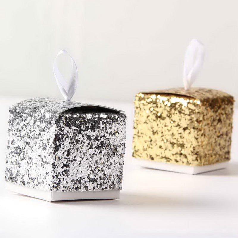 50 Pezzi Scatola Porta confetti Scintillio Oro Brillante Lucido