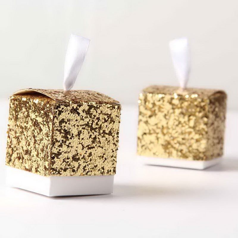 50 Pezzi Scatola Porta confetti Scintillio Oro Brillante Lucido