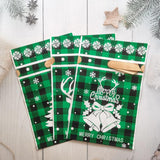Sacchetti Regalo di Natale, 50 Pezzi Bustine 15×23 cm con Nastro di Raso, Motivo Scozzese Rosso/Verde, Sacchetti in Plastica per Dolci, Biscotti e Piccoli Regali