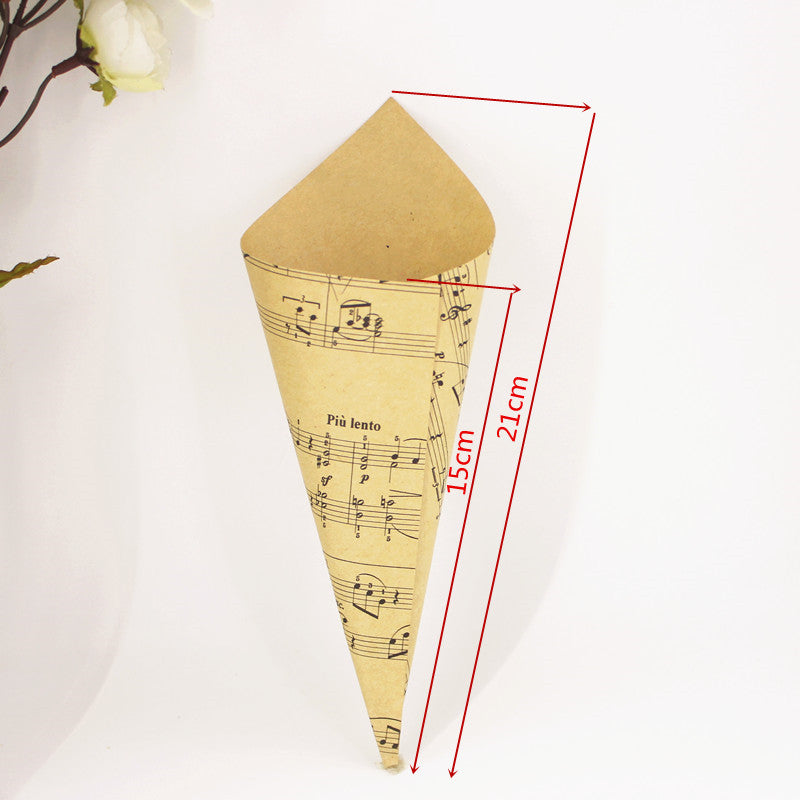 50pz Coni Porta Petali Confetti Tema Musica Cartoncino Kraft Biadesivo