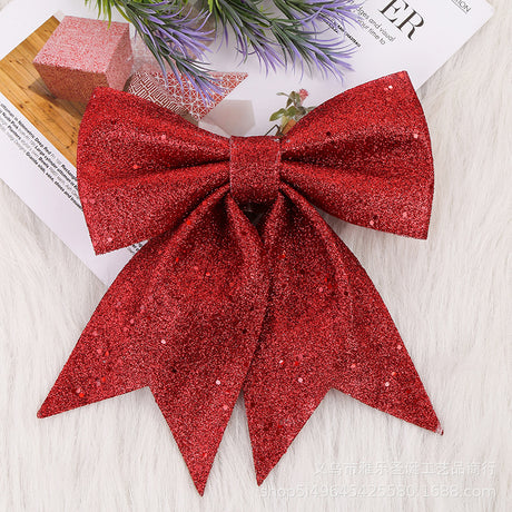 Fiocchi Natalizi Decorativi Glitterati – Set da 5 Pezzi, 3 Colori Assortiti, 20×17 cm, Decorazioni per Albero di Natale, Regali e Addobbi Festivi