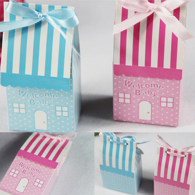 50pz Portaconfetti Casa Casetta Welcome Baby Bomboniere Nascita Battesimo