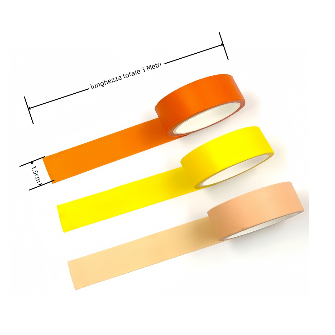 3 rotoli di nastro adesivo colorato Painting tape, fai da te decorazione Scrapbooking Toni del giallo, arancione e beige