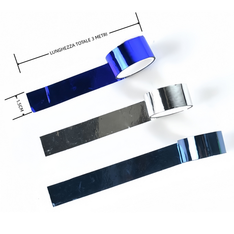 3 rotoli di nastro adesivo colorato Painting tape, fai da te decorazione Scrapbooking Toni metallizzati di blu e argento