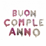 14 pezzi Palloncino 40cm Alluminio BUON COMPLEANNO Colore Fuxia Argento