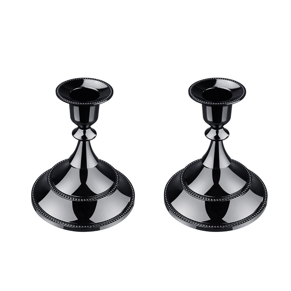 Set 2 Portacandele in Metallo Nero Stile Vintage – Candelabri Decorativi per Tavola, Casa e Atmosfera Elegante
