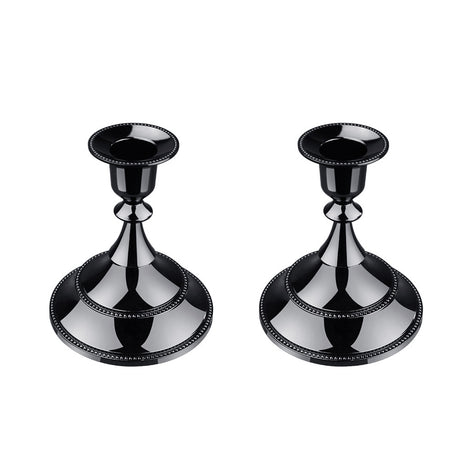 Set 2 Portacandele in Metallo Nero Stile Vintage – Candelabri Decorativi per Tavola, Casa e Atmosfera Elegante