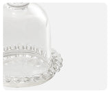 Mini Cupola in Vetro Trasparente con Vassoio Decorato – Mini Campana in Vetro per Dolci, Bomboniere, Fiori Preservati, Decorazioni Tavola, Regali