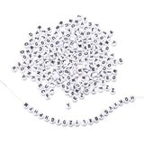 100 pezzi Perline rotonde 7mm bianche con lettere nere – alfabeto misto per gioielli fai da te