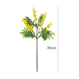Ramo di Mimosa Artificiale 36 cm, Fiore Finto Giallo per Decorazione Casa, Vaso e Festa della Donna