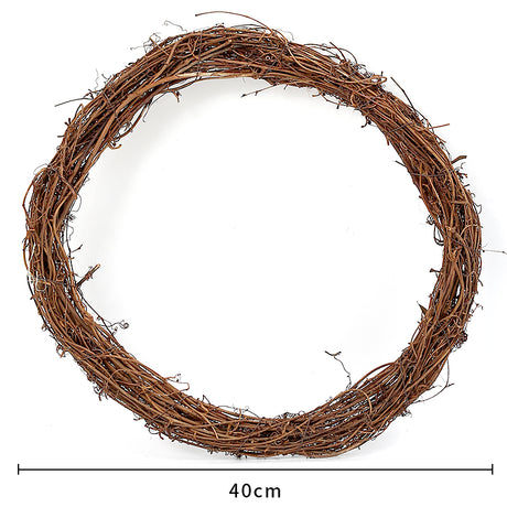 Corona Decorativa in Vimini Naturale con Fiori, Ø 40 cm, Ghirlanda per Porta Natalizio